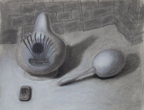 Thumb Drum and Maraca (in charcoal)