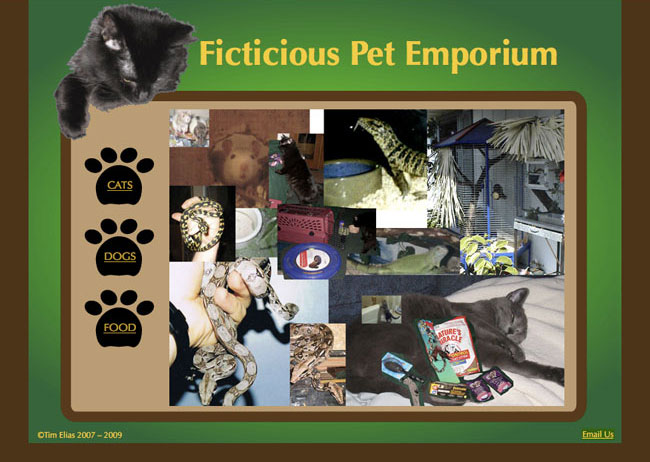 screen shot of retail pet shop web site